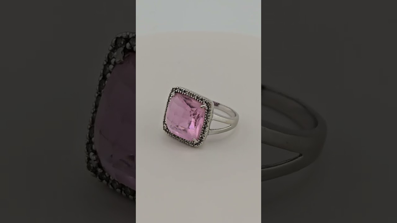 Vintage 14K White Gold Ring with Pink CZ and Diamonds - Timeless Estate Jewelry