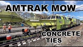 Amtrak P811 MOW Track Laying System Crew Placing Concrete Ties