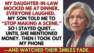 My daughter-in-law mocked me at dinner — everyone laughed… until I said one line…