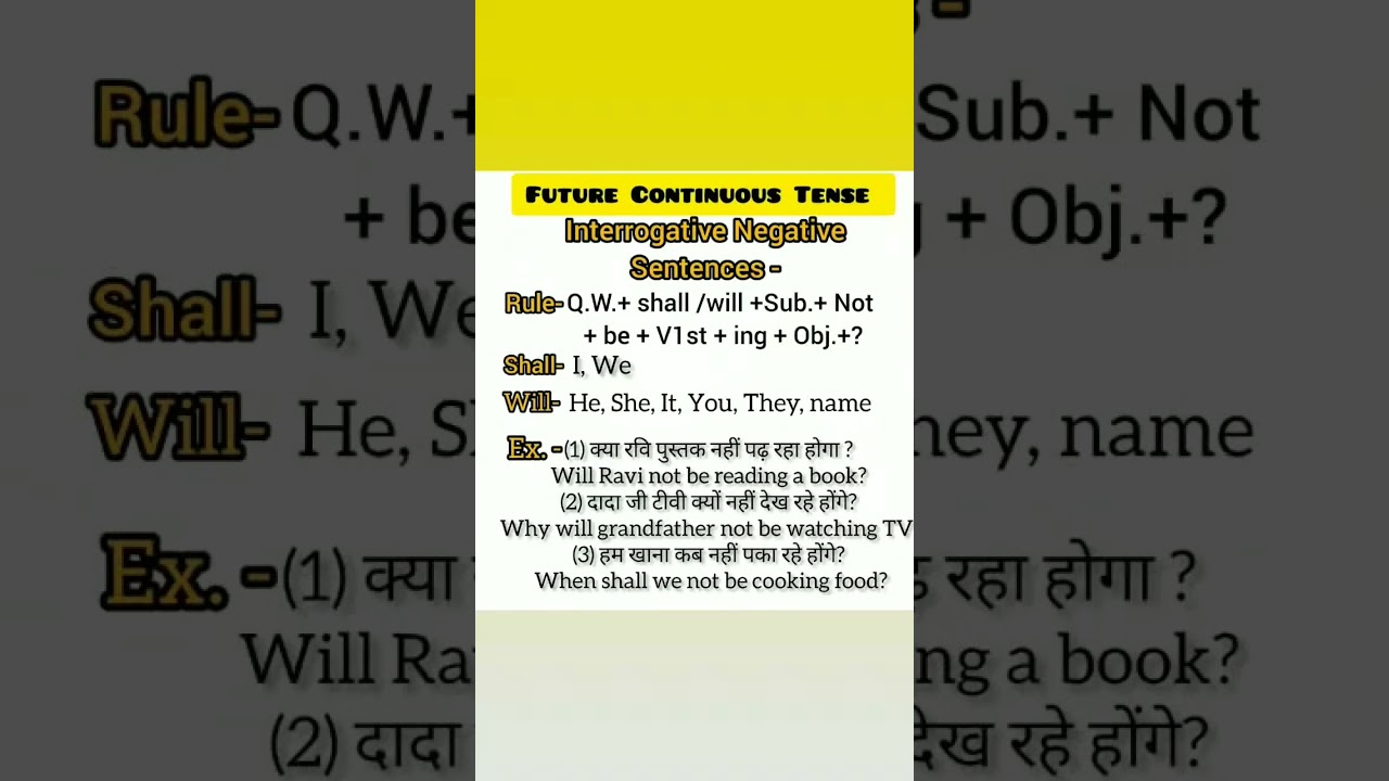 Future Continuous Tense 