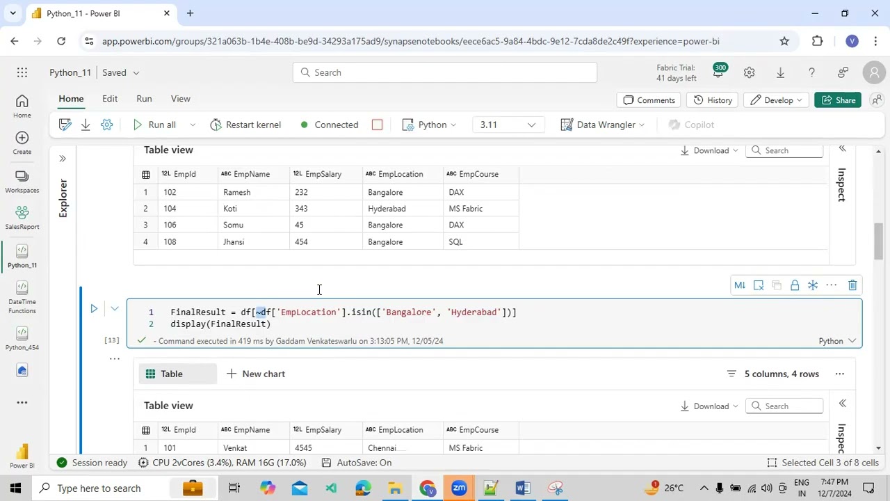 Basic Overview On different Python Functions Part 2 using Microsoft Fabric