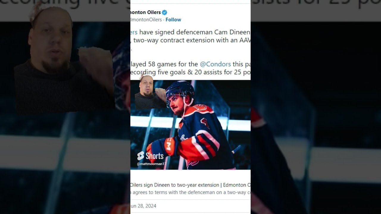 Oilers resign Defenseman Cam Dineen 2 years 2 way. 