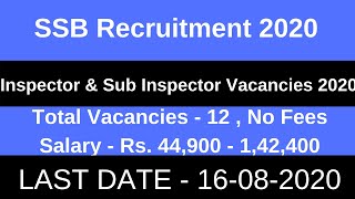 SSB Recruitment 2020 Online Apply  | SSB Vacancy 2020 Notification | SSB New Bharti 2020
