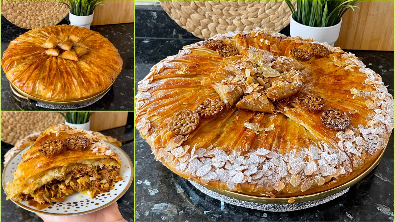 بسطيلة الدجاج واللوز قياس 10أشخاص اللي غتجيب ليك الكموندات بلا عدد سرالتعليكة والمذاق اللي لايقاوم