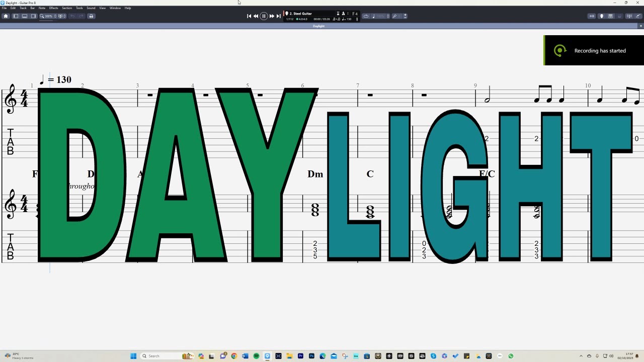 David Kushner, Daylight - INTERACTIVE GUITAR TABS