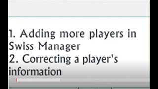 Adding more players in Swiss Manager