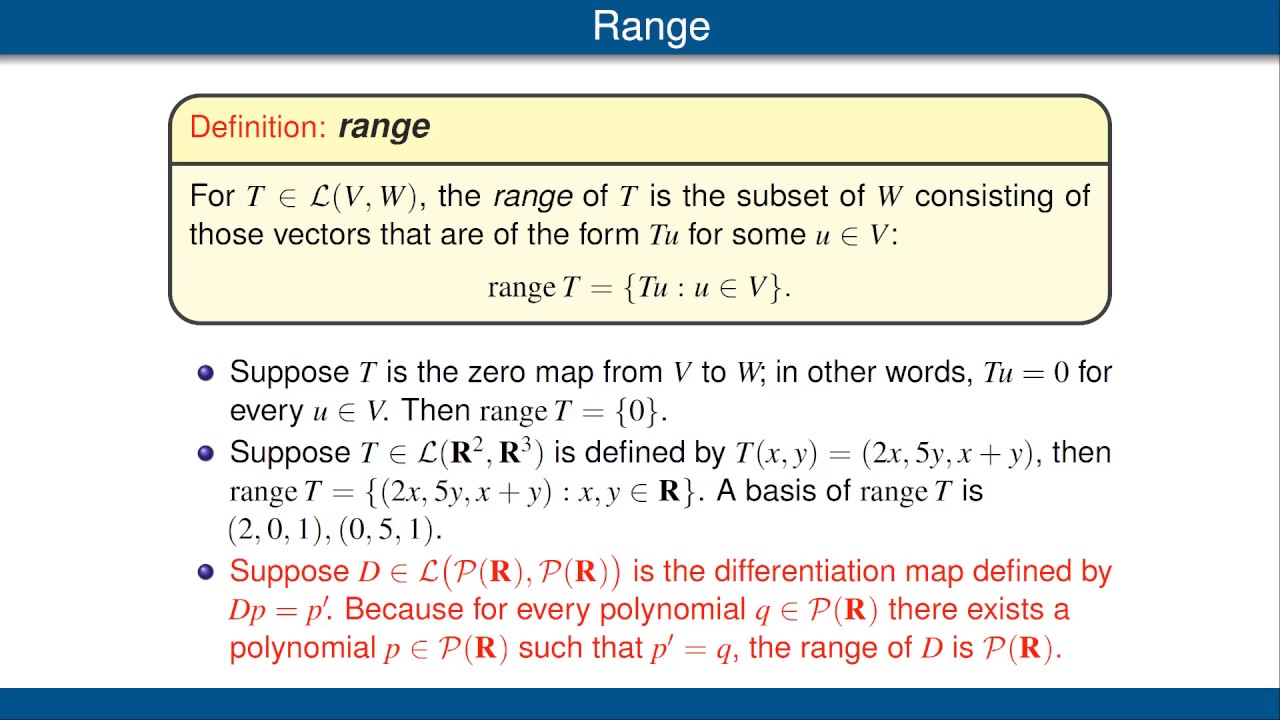 range of a subspace definition range of a subspace definition