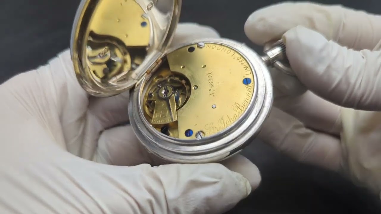 17280 ジョンベネット懐中時計SV925 銀無垢スモセコ稼働