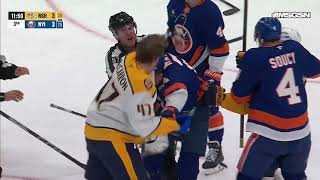 Preds & Isles scrum involving Michael McCarron & Scott Mayfield, Preds @ Isles, 31st Jan 2026