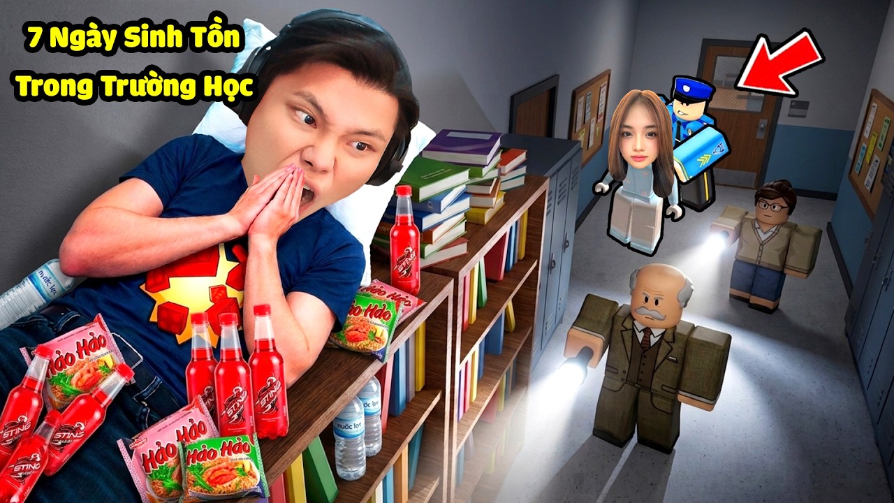 [ROBLOX] 7 Ngày Sinh Tồn Qua Đêm Trong Trường Học🏫🤪JayGray Thử Thách Đi Học Hè Troll Phá Thầy Cô