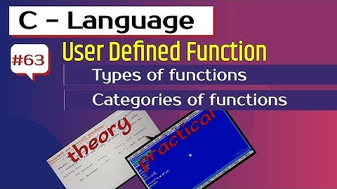 User defined function in C | full video in one shot