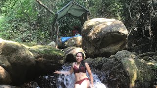 Solo Bushcraft camping at the stream/bathing/grilled fish/ASMR #solo #bushcraft #camping