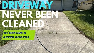 Ponte Vedra Driveway has NEVER been cleaned! #pressurewashing #softwashing #concretecleaning