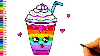 Rengarenk Sevimli İçecek Çizimi - Frappuccino Çizimi - Kolay Çizimler