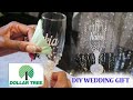 DIY DOLLAR TREE BLING TOASTING FLUTE WEDDING GIFT- HOW TO ADD VINYL & PEARLS TO CHAMPAGNE GLASS