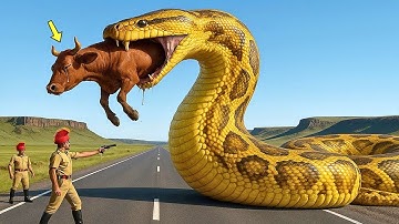 Brave Heroes Save Hyperactive Mother Cow from Giant Python’s Terrifying Attack 🐍