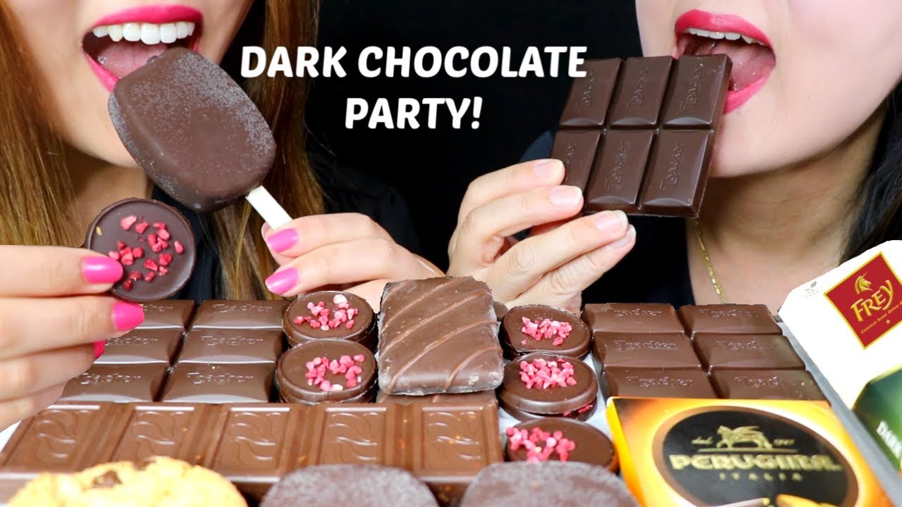 ASMR DARK CHOCOLATE PARTY (ICE CREAM BARS, COOKIES) 초콜릿 리얼사운드 먹방 チョコレートcoklat चॉकलेट | Kim&Liz ASMR