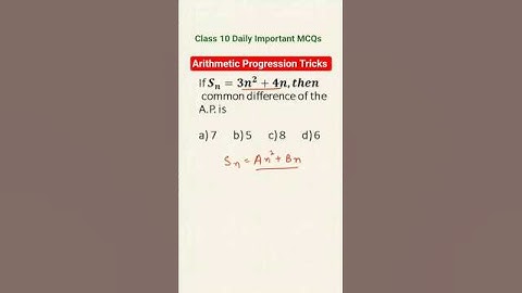 Arithmetic Progression Tricks 🔥| Find the common difference from Sn 🔥| Class 10 Maths | #shorts