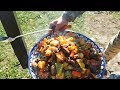 КУРИНАЯ ПЕЧЕНЬ С ОВОЩАМИ В КАЗАНЕ НА КОСТРЕ