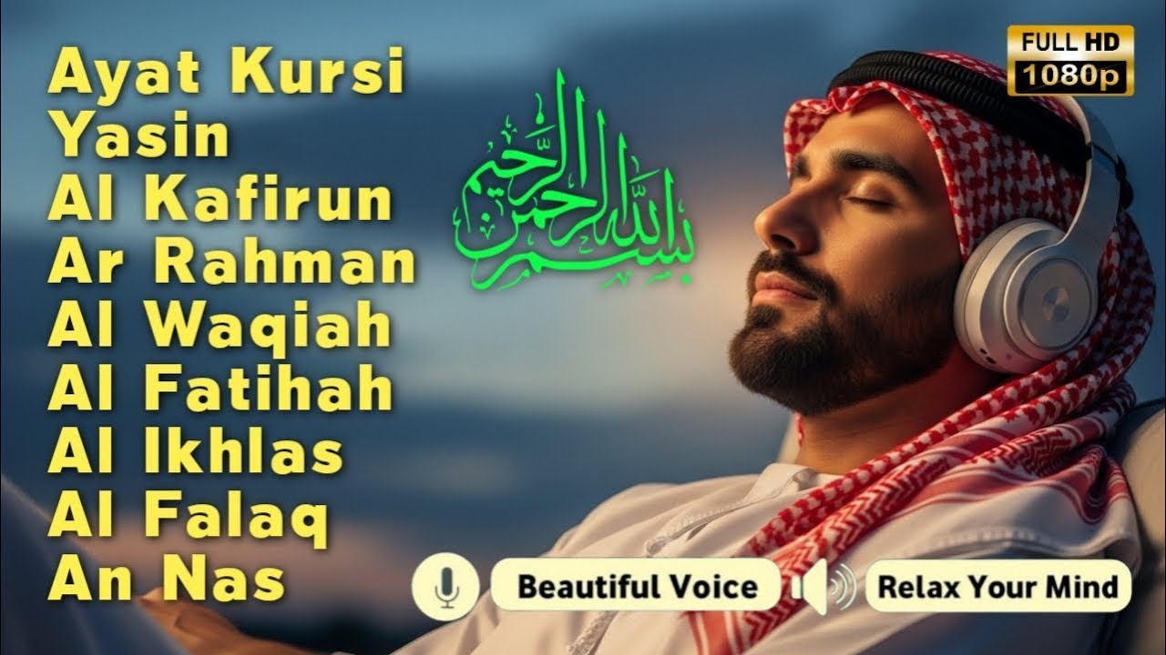 Relaxing Quran Recitation | Ayat Kursi 7X,Surah Yasin, Rahman ,Al Mulk,Waqiah,Ikhlas,Falaq,An Nas