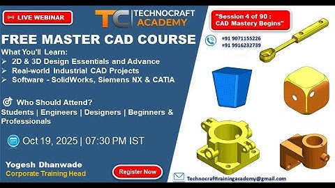 FREE MASTER CAD COURSE Webinar | SOLIDWORKS Symmetry and Draft | Pattern | Shell | Ribs | Session -4