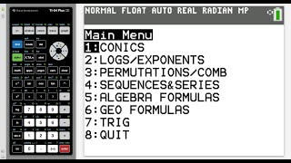 PRECAL Your Precalculus Formula TI84 calculator program  The precalculus formulas you need