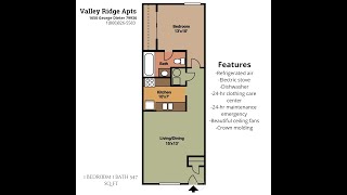 1 bedroom 1 bath 547 sq ft