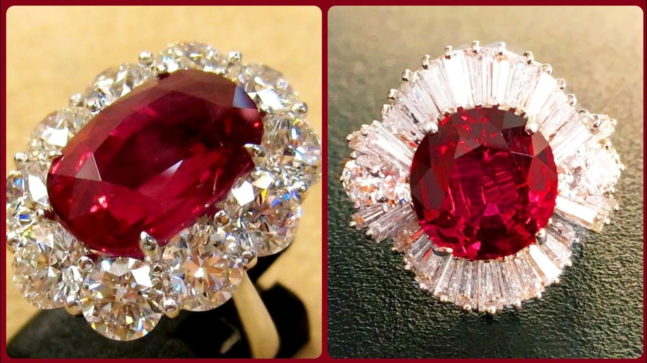 Gorgeous double Scalloped diamond & Ruby Rings Ideas/natural wine red Ruby Engagement rings