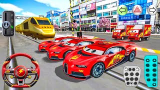 New McQueen Bugatti Car vs Golden Bullet Train - 3D Driving Class Simulation - Android game screenshot 5