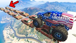 Bigfoot Racing on an Insanely Hard Car Graveyard Track! GTAV (Skill Test) screenshot 4