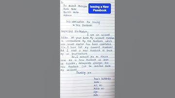 Application for new passbook,how to write a application to the branch manager?issuing a new passbook