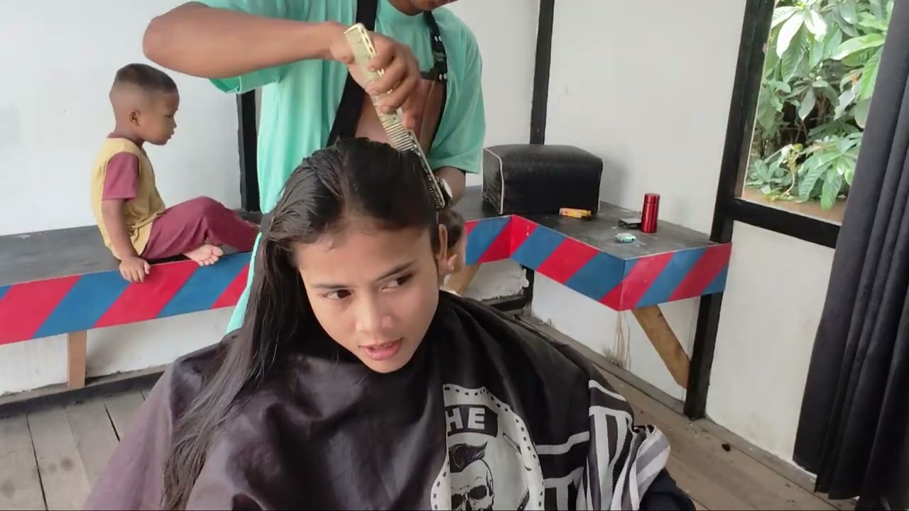 Potong rambut cewe KECE/GAUL 2025#barbershop #homeoffade #haircut #potongrambut #fade #lowfade 