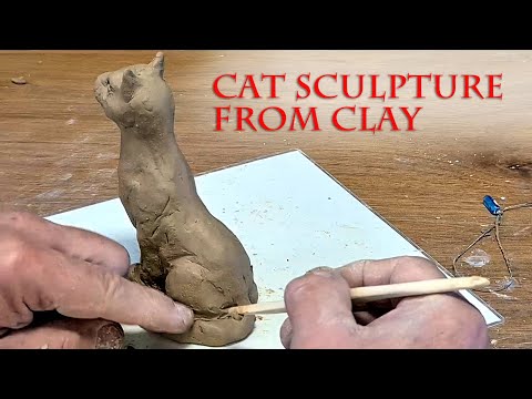 Art For Kids: Cat Sculpture From Clay
