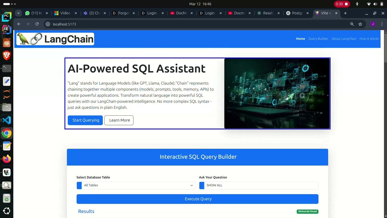 AI Postgresql query project real databse