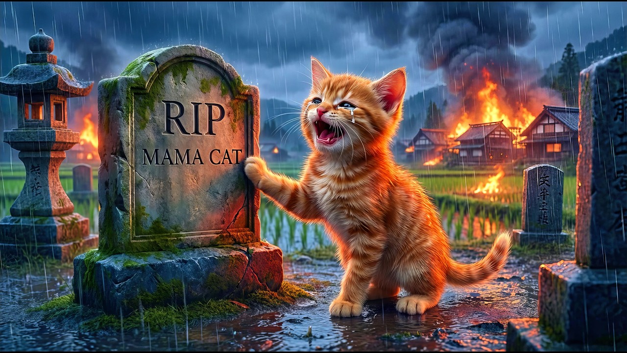 Mama Cat Sacrifice Herself😿❤️‍🩹...To Save Ginger Kitten From Fire | Sad Cat Story