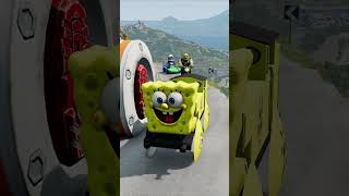 Weird Cars and Motorcycles Going to Push by Giant Foot Iron Man Bollard From A CLIFF in BeamNG.Drive