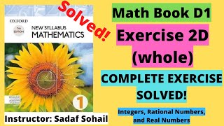 Celebrity Full Exercise 2D Completed | All Questions Solved | Chapter # 2 | Book D1 - New Syllabus Mathematics Profile