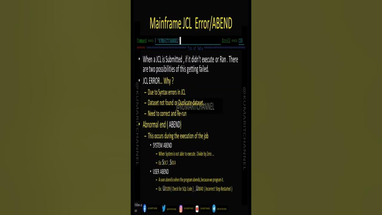 Mainframe JCL Error / ABEND - YouTube