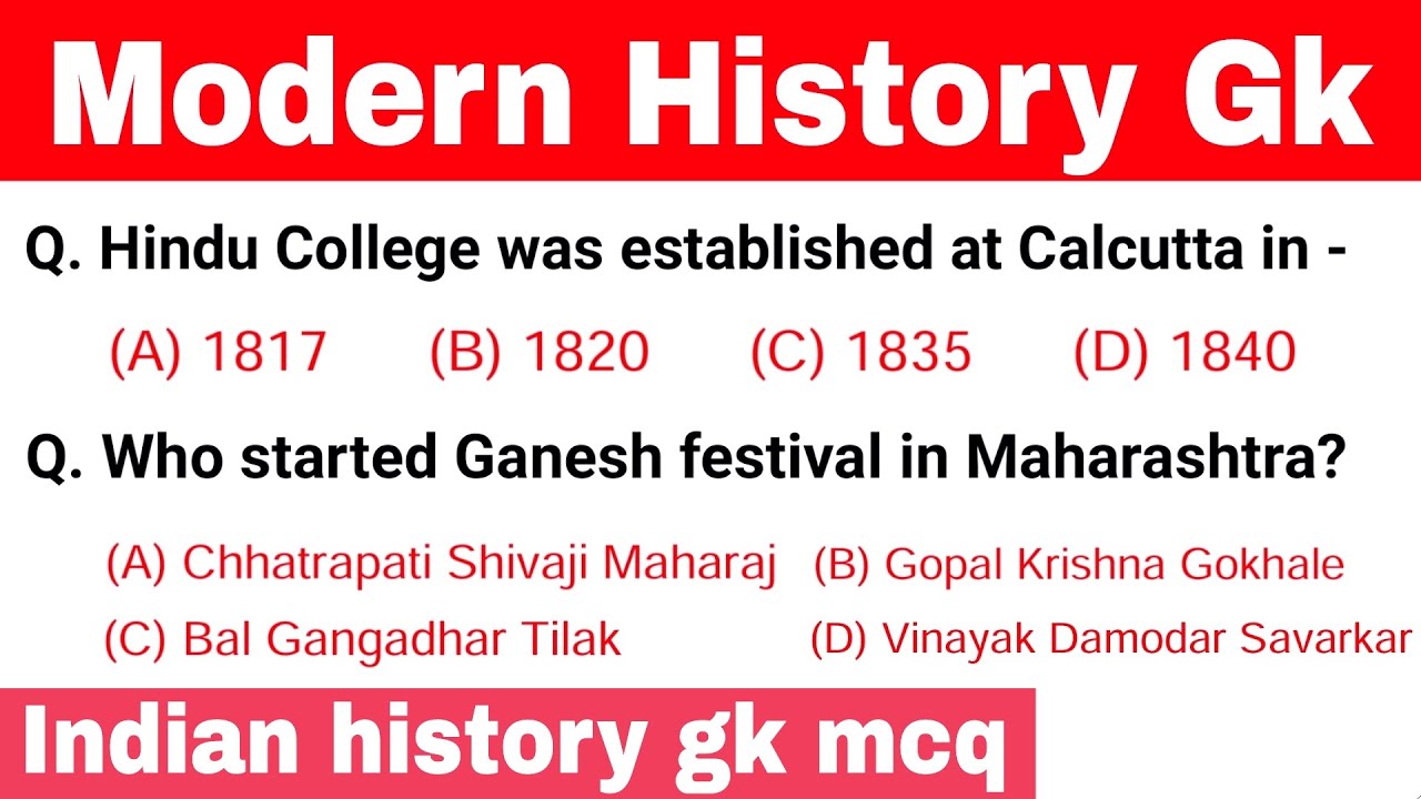 Modern history gk Indian history gk mcq Modern history gk