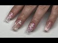 French Encapsulated Glitter 3d Flower Acrylic Nail