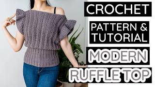 トップス ANDMARY crochet frill knit tops Crochet this Chic Ruffle Top | Pattern & Tutorial #652 - YouTube