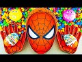 Satisfying Video | Spider Man Bathtub Full Of Candy Mixing With Magic Kinder Surprise & M&M’s ASMR