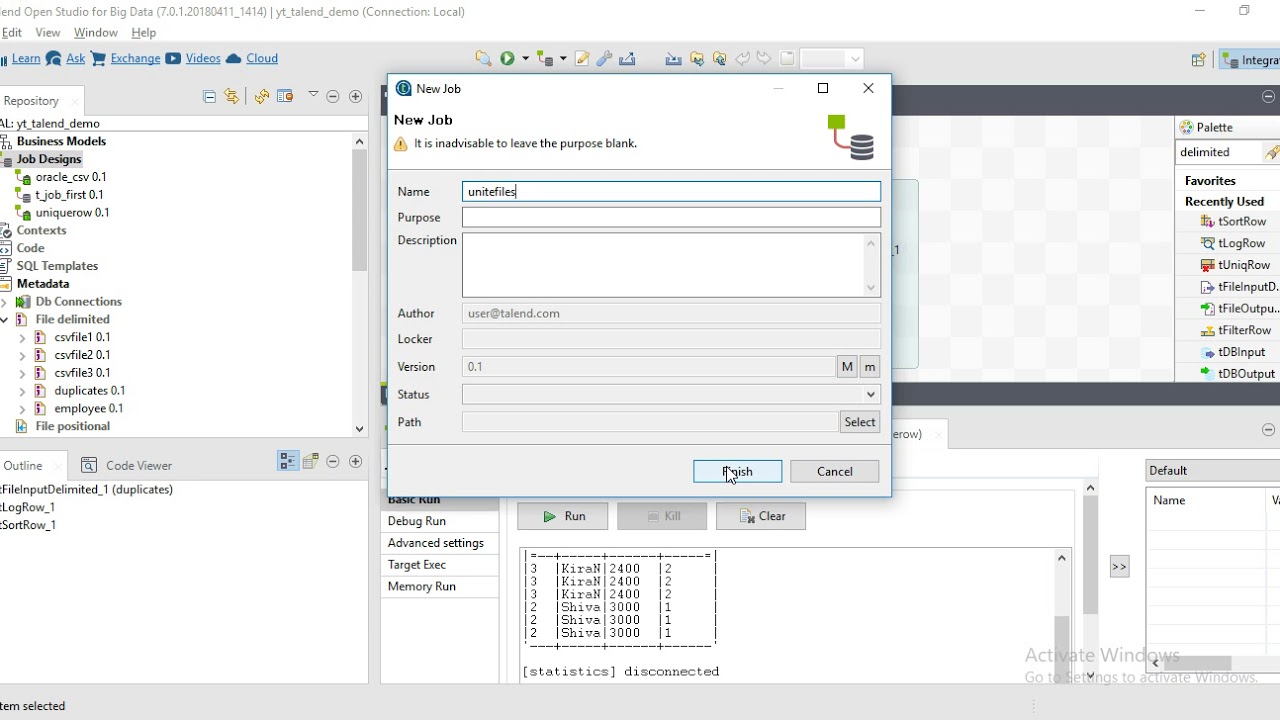 Talend (8) Load data from multiple files with tUnite - YouTube