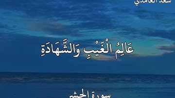 سعدالغامدي سورة الحشر  هُوَ اللَّهُ الَّذِي لَا إِلَٰهَ إِلَّا هُوَ عَالِمُ الْغَيْبِ وَالشَّهَادَةِ