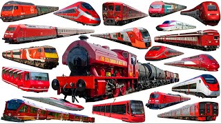 Red Trains Collection Red Railway Vehicles Learn English Railway Transportation Types Of Train