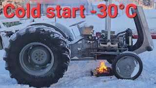 Ferguson te-20 V8 tractor extreme cold start -30