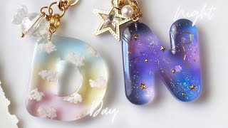 Create an alphabet of the sky and space using resin that hardens with ultraviolet light.