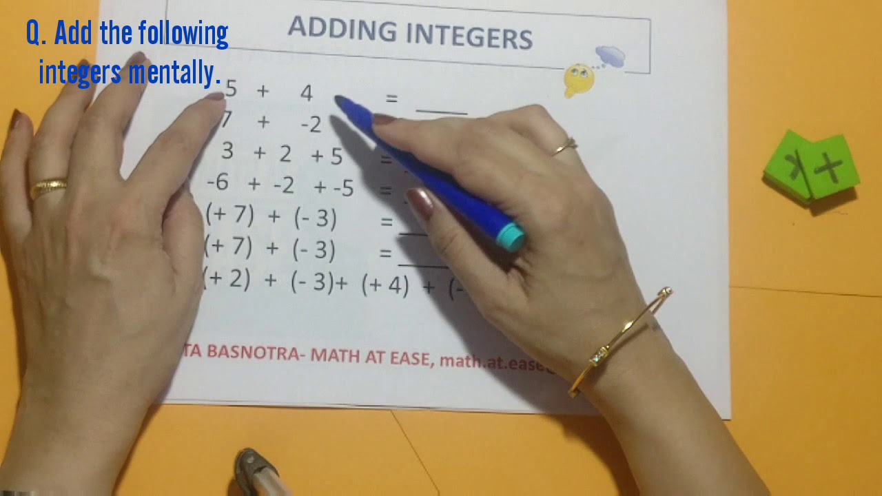 ADDITION OF INTEGERS - YouTube