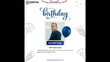 🎉 𝐖𝐢𝐬𝐡𝐢𝐧𝐠 𝐨𝐮𝐫 𝐞𝐱𝐜𝐞𝐩𝐭𝐢𝐨𝐧𝐚𝐥 𝐏𝐇𝐏 𝐓𝐞𝐚𝐦 𝐋𝐞𝐚𝐝 Sourabh Singh 𝐚 𝐟𝐚𝐧𝐭𝐚𝐬𝐭𝐢𝐜 𝐛𝐢𝐫𝐭𝐡𝐝𝐚𝐲!🥳 | GMTA Software #shorts
