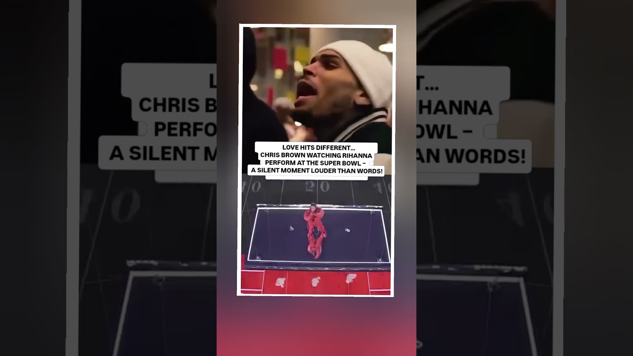 Chris Brown Watching Rihanna at the Super Bowl… The Look Says It All! 😳🔥 